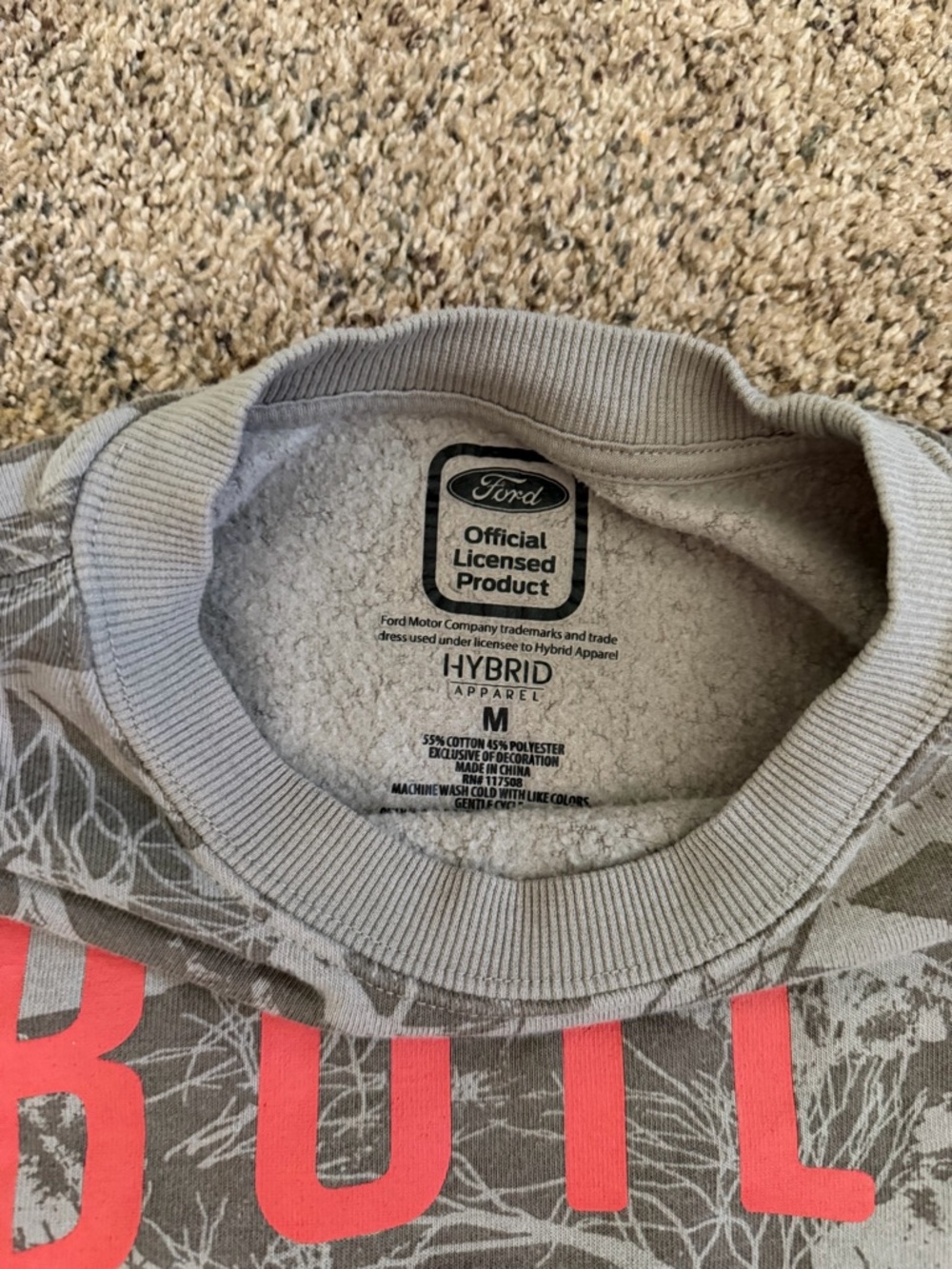 Ford Grey Camo Sweatshirt with Coral Graphic - Picture 2 of 2